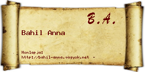 Bahil Anna névjegykártya